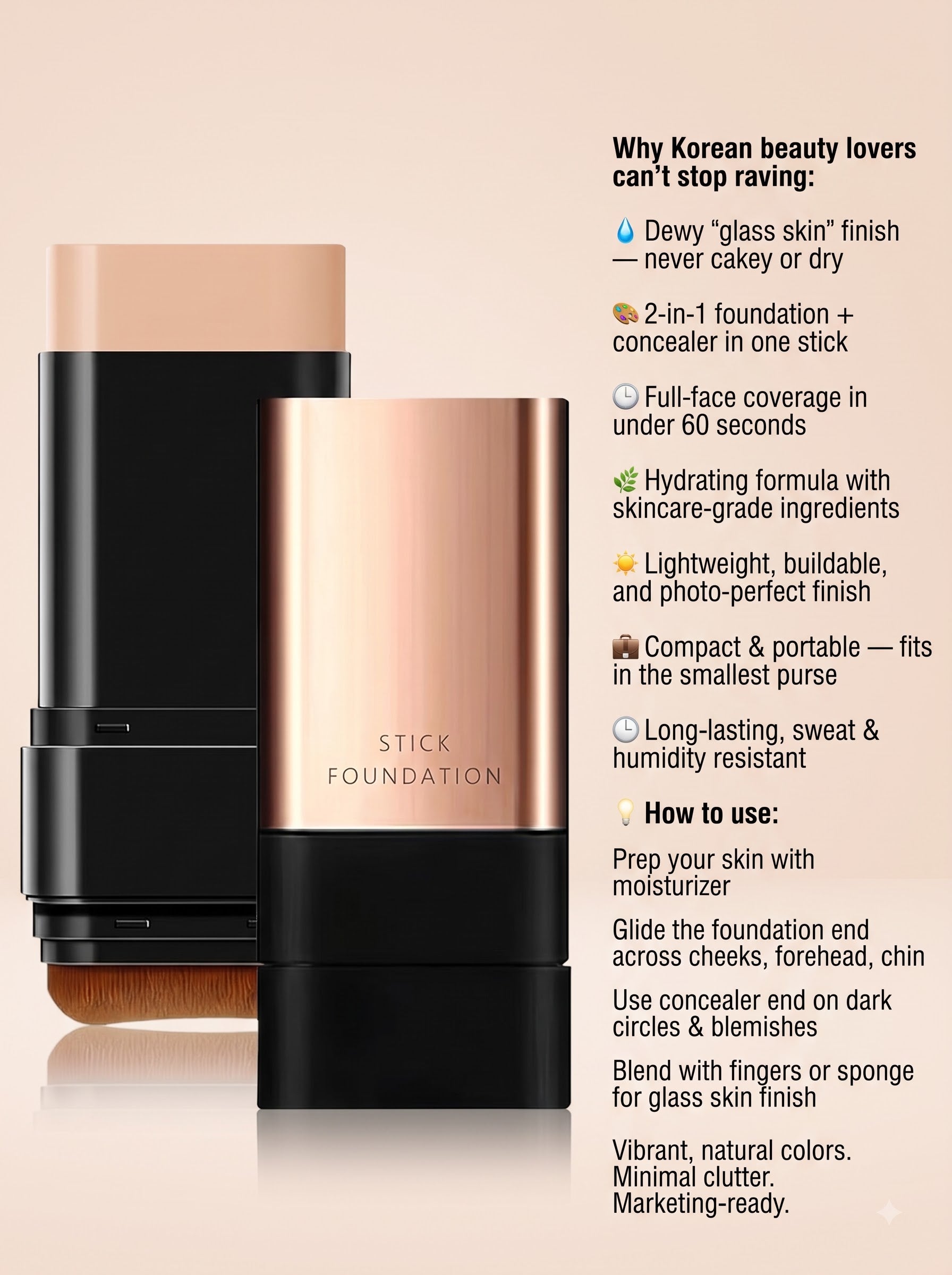 LUXE Glass Skin Stick™ | Korean 2-in-1 Foundation + Concealer Stick | Dewy Glass Skin Finish in 60 Seconds — K-Beauty Formula