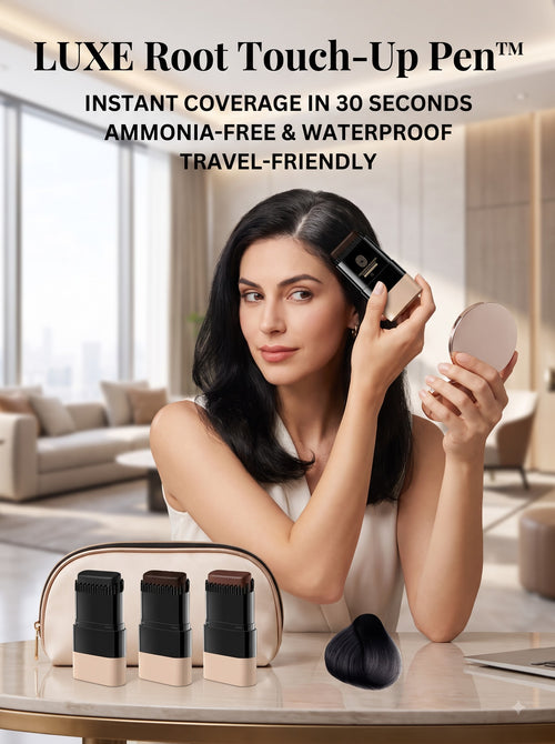 LUXE Root Touch-Up Pen™ (Pack of 2) | Instant Grey Hair Cover Stick with Built-in Comb | Salon Finish in 30 Seconds — Ammonia-Free & Waterproof